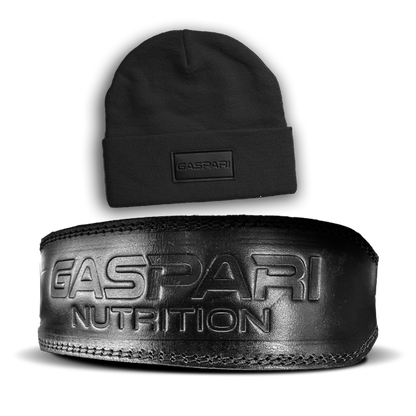 Gaspari - Genuine Leather Weight Belt + Beanie Bundle