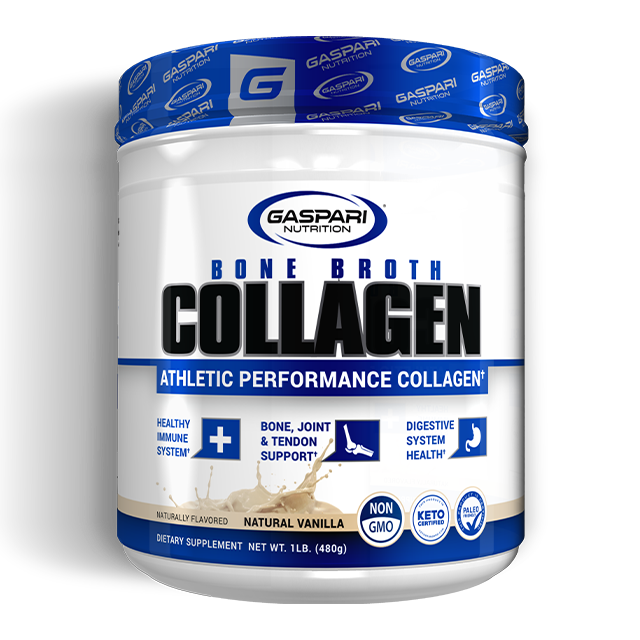 Bone broth collagen in natural vanilla flavor by Gaspari Nutrition for joint and skin support