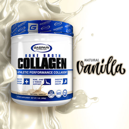 Bone broth collagen in new natural vanilla flavor by Gaspari Nutrition