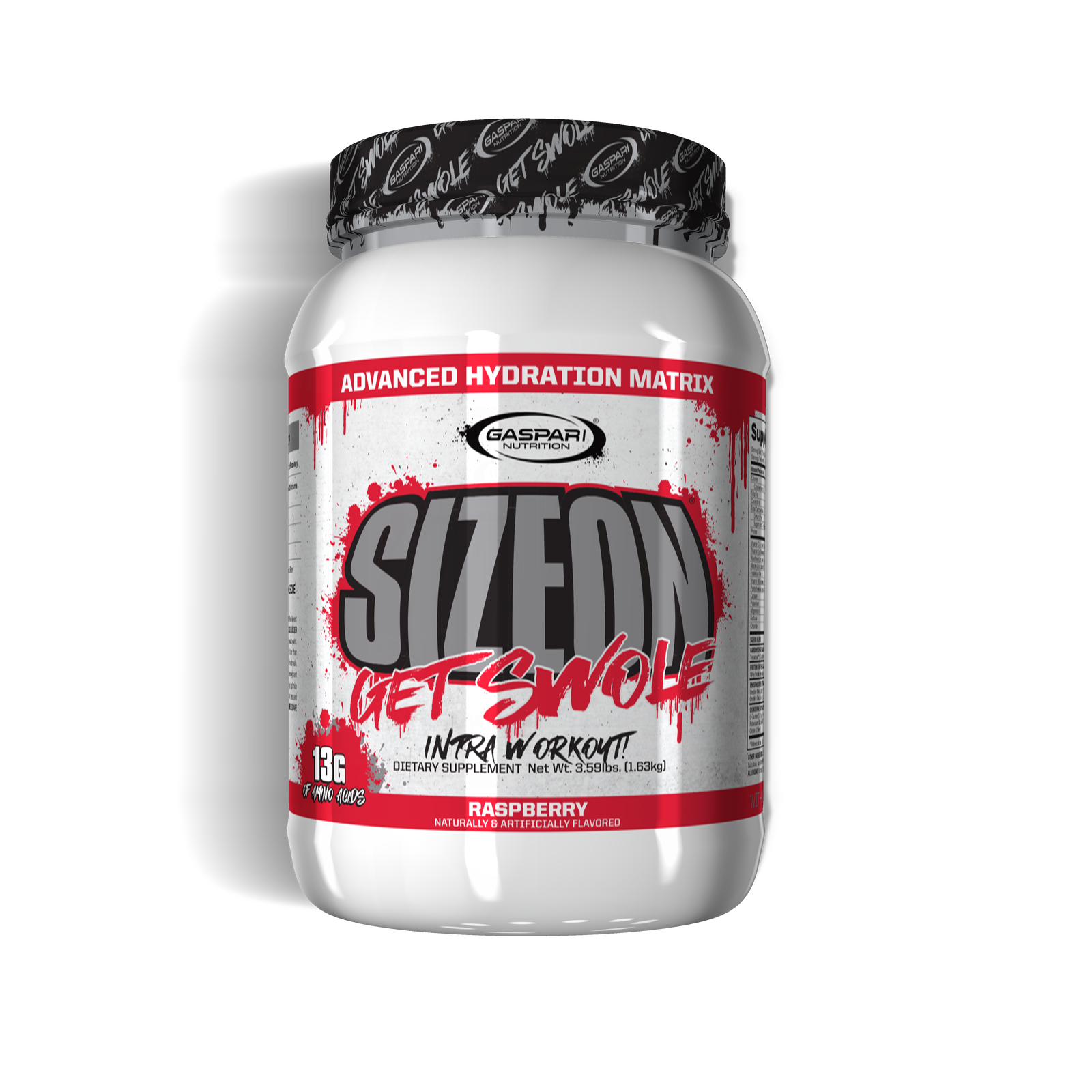 SizeOn intra-workout supplement in Raspberry flavor by Gaspari Nutrition