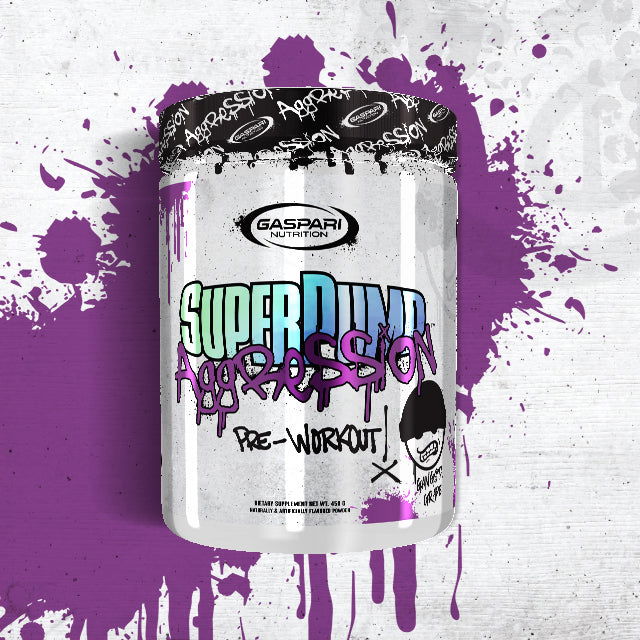 SuperPump Aggression pre-workout in gansta grape flavor
