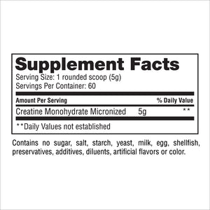 The Creatine Monohydrate product label from Gaspari Nutrition.