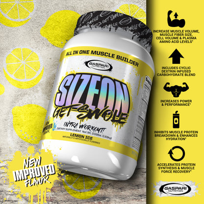 Gaspari Nutrition SizeOn, intra-workout, muscle building supplement - Lemon Ice flavor